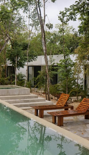 Modern Mexican villa with pool and jungle trees